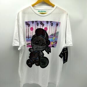 MAJESTIK HOMEBOY RHINESTONE GRAPHIC PRINT MENS SIZE 2XL T-SHIRT WHITE NEW